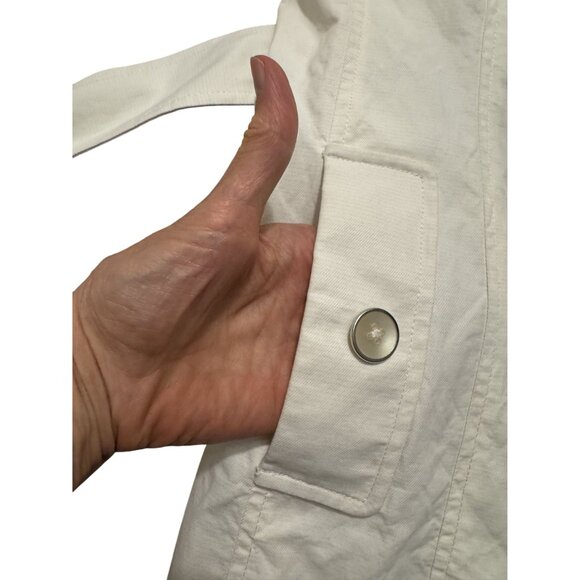 White House Black‎ Market Ivory Ruffle Neck Light Jacket w/Tie + Pockets Size S - Picture 8 of 8